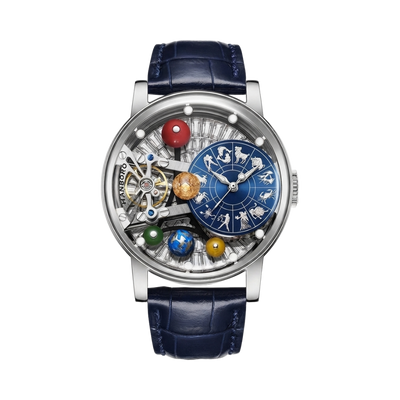 HANBORO B1027 - silver blue dial front view packshot