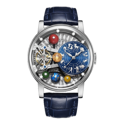 HANBORO B1027 - silver blue dial front view packshot