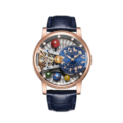 HANBORO B1027 - rose gold blue dial front view packshot