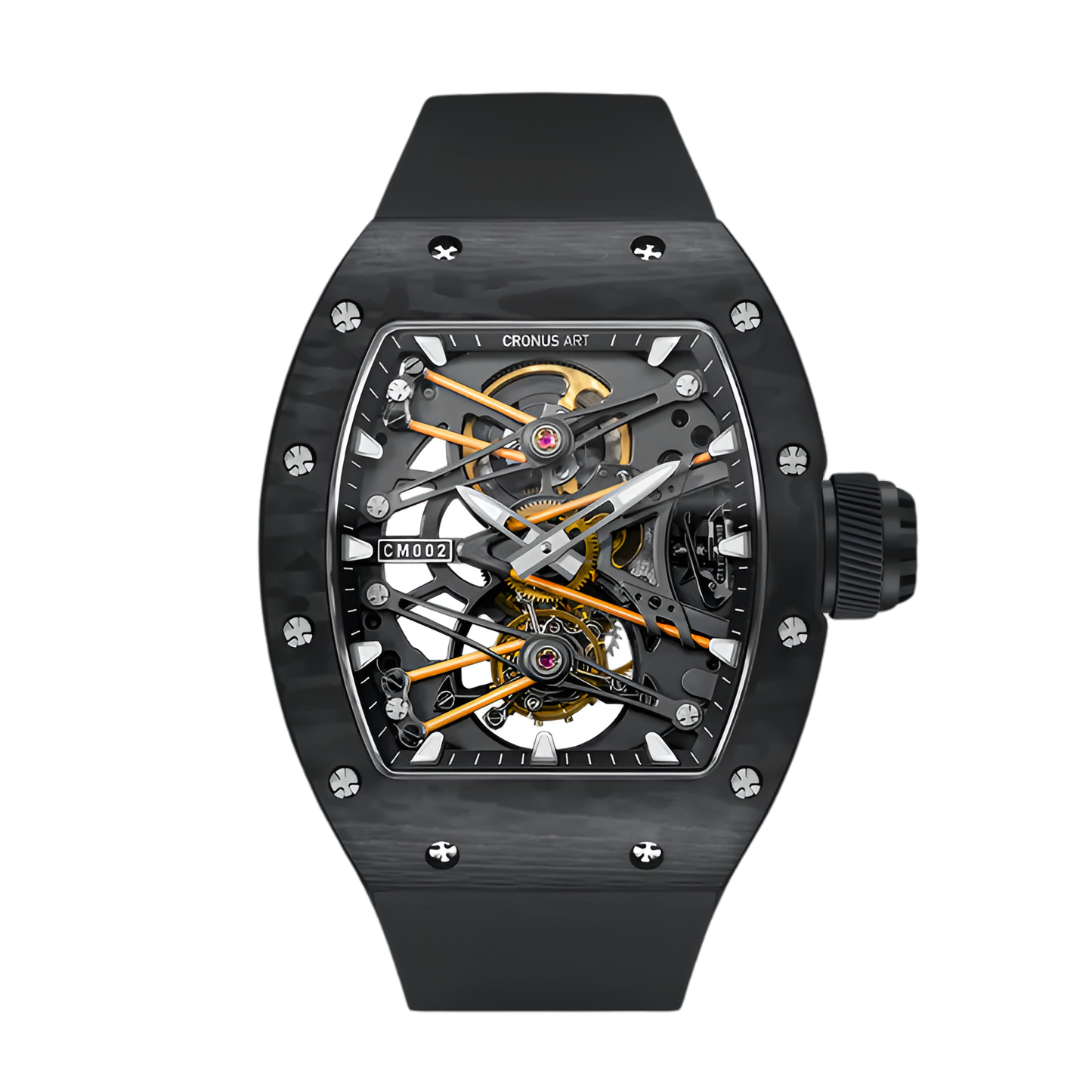 CRONUSART CM002-038B Men’s Tourbillon Watch Tonneau Carbon Fiber Case Mechanical Wristwatch breitvacher