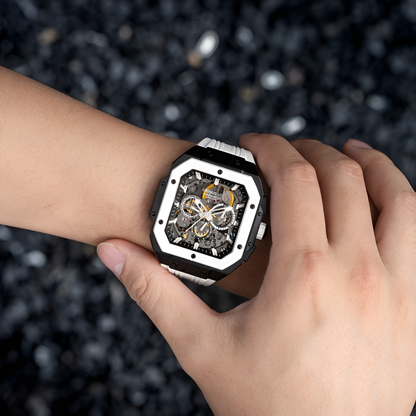 CRONUSART CM025-006 – Men’s Automatic Chronograph Watch Square Carbon Steel Case breitvacher