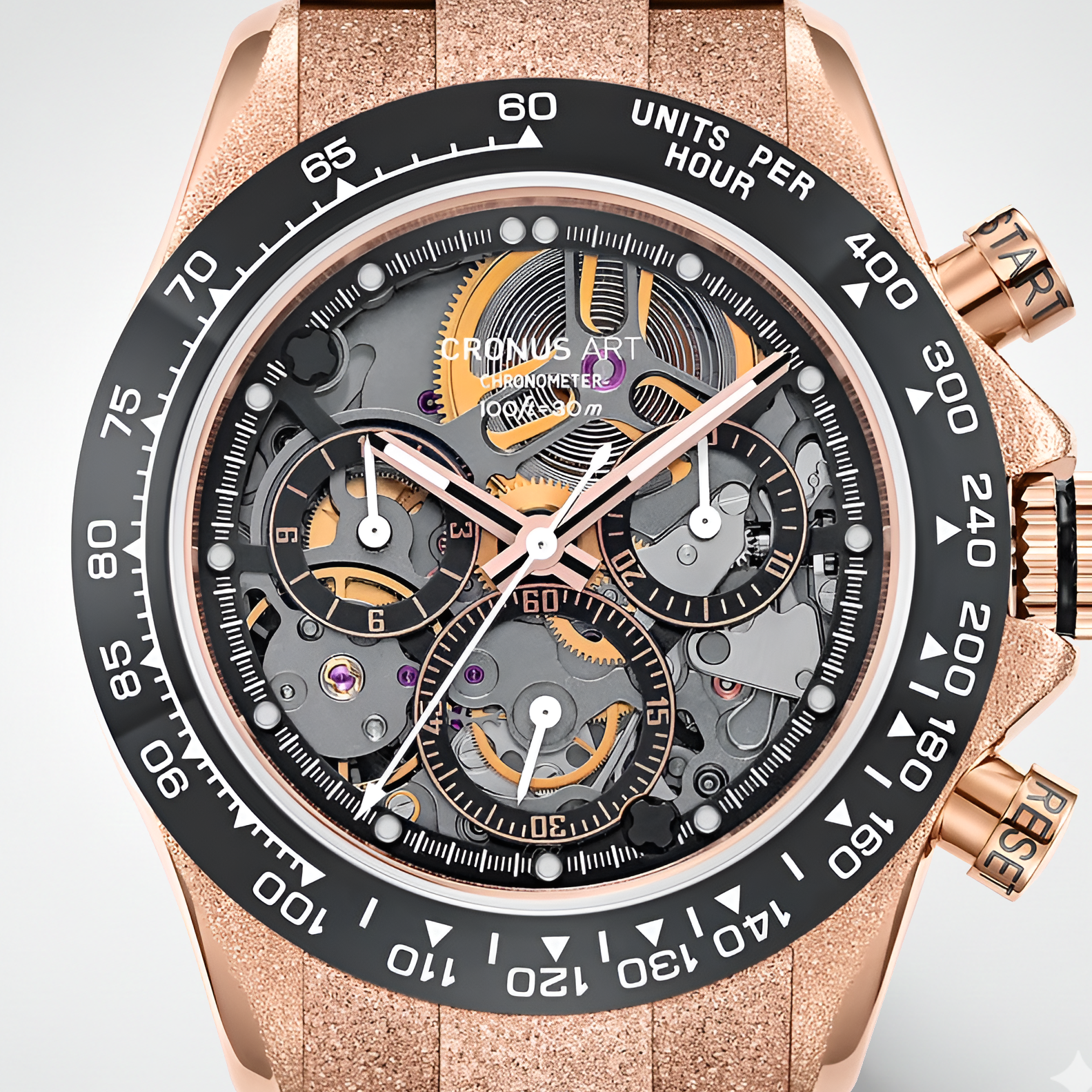 Cronusart CM015-011 Automatic Skeleton Chronograph Watch- Ceramic Bezel breitvacher
