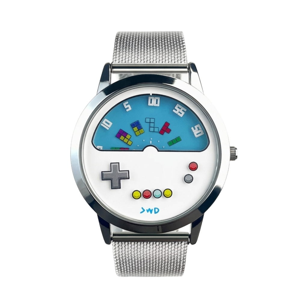 JWD Game Controller Watch - Gaming Quartz Watch with Falling-Block Screen Dial