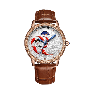 KIMSDUN Koi - rose gold white dial front view packshot