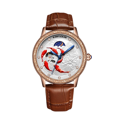KIMSDUN Koi - rose gold white dial front view packshot
