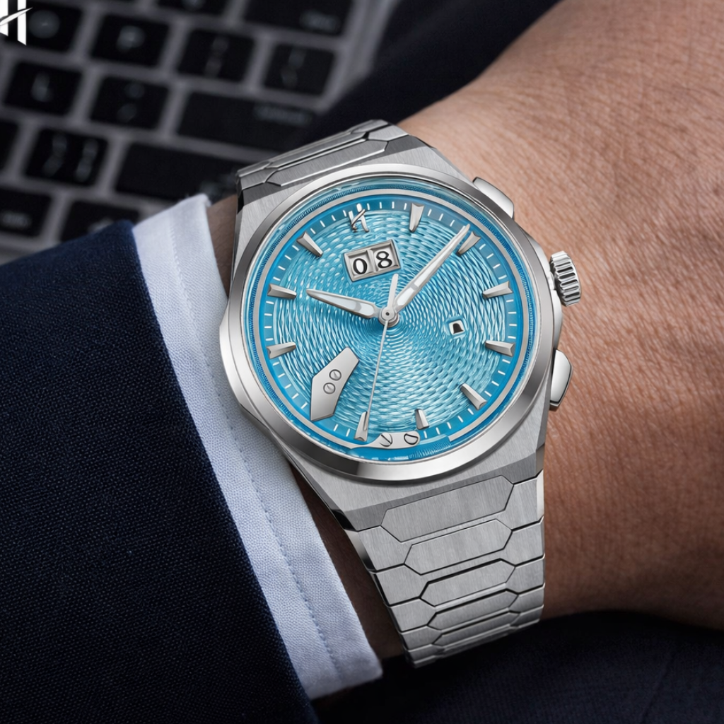 Lucky Harvey ZLS403 - Men - blue dial, on wrist