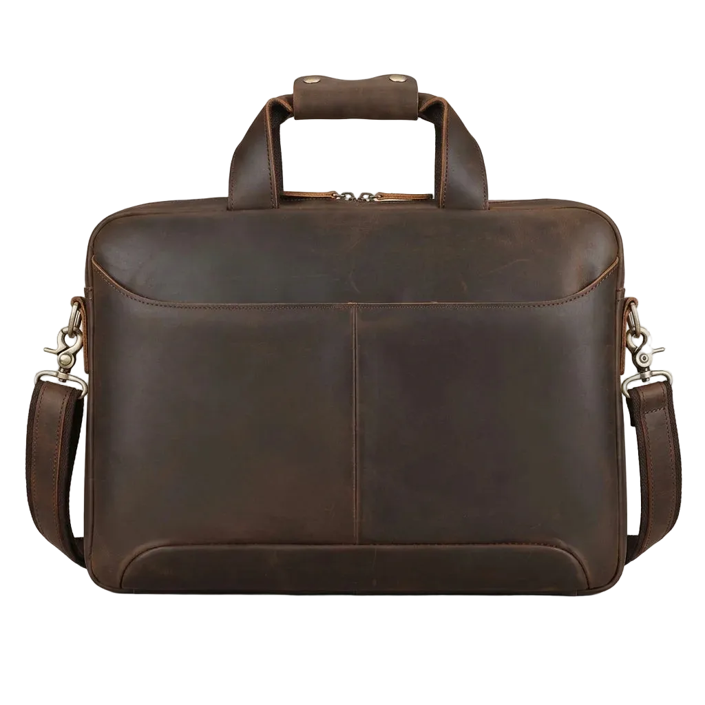 Men's Crazy Horse Leather Slim Laptop Briefcase