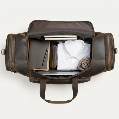 Men's Leather Travel Duffle Bag — Vintage - internal zipper compartment
