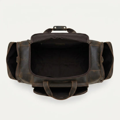 Men's Leather Travel Duffle Bag — Vintage - textured leather surface detail