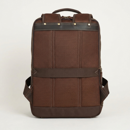 Men's Full-Grain Leather Slim Commuter Backpack — back panel and shoulder straps