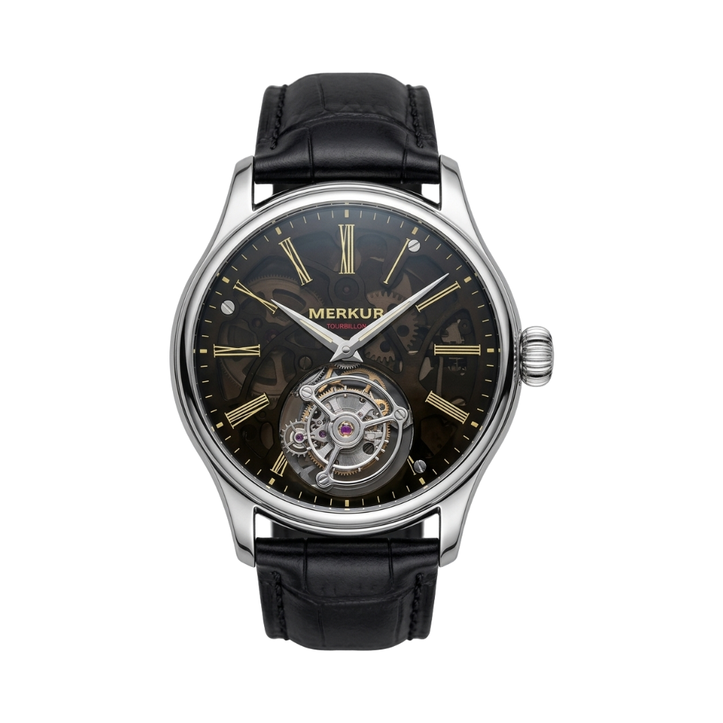 MERKUR Tourbillon - black dial front view packshot