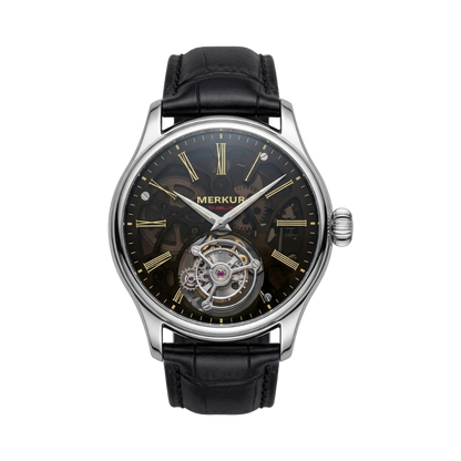 MERKUR Tourbillon - black dial front view packshot