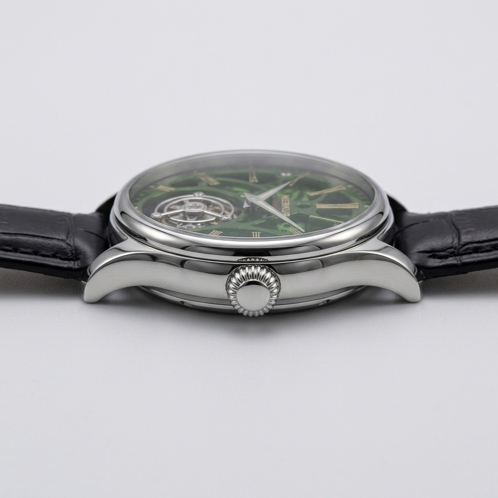 MERKUR Tourbillon - side profile case crown