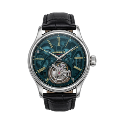 MERKUR Tourbillon - blue dial front view packshot