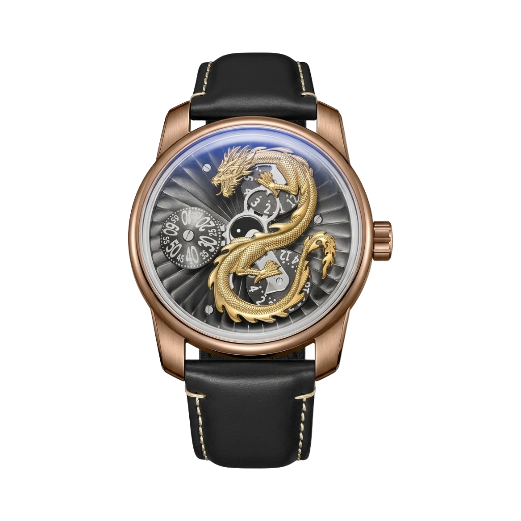 OBLVLO DRAGON-N - rose gold gold dragon front view packshot