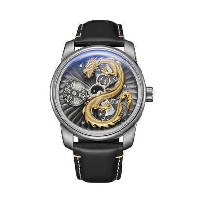 OBLVLO DRAGON-N - silver gold dragon front view packshot