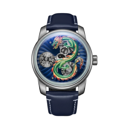 OBLVLO DRAGON-N - silver green dragon front view packshot