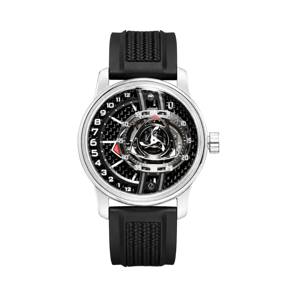 OBLVLO TM-GF - silver carbon dial front view packshot