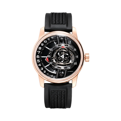 OBLVLO TM-GF - rose gold black dial front view packshot