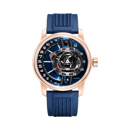 OBLVLO TM-GF - rose gold blue dial front view packshot