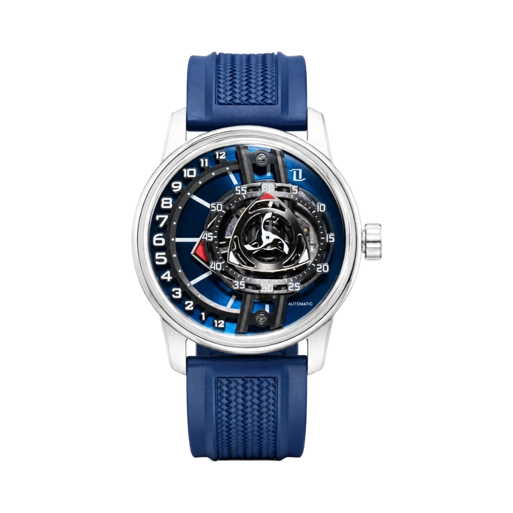 OBLVLO TM-GF - silver blue dial front view packshot