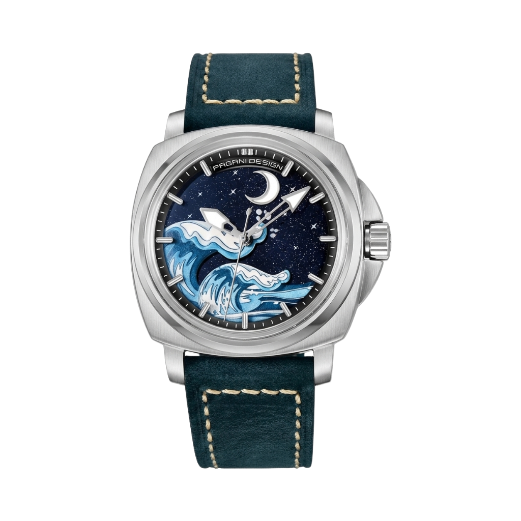 PAGANI DESIGN PD-YS014 Great Wave - Automatic Art Watch with 3D Wave and Moon Dial