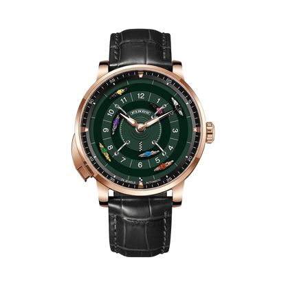 PINDU 6652 - rose gold green dial front view packshot