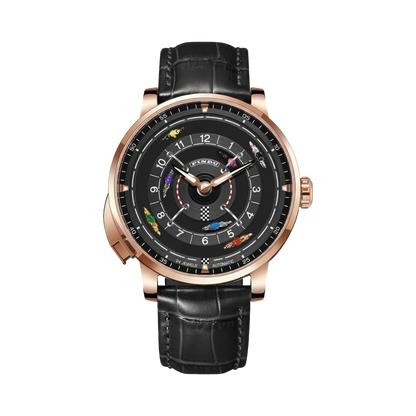 PINDU 6652 - rose gold black dial front view packshot