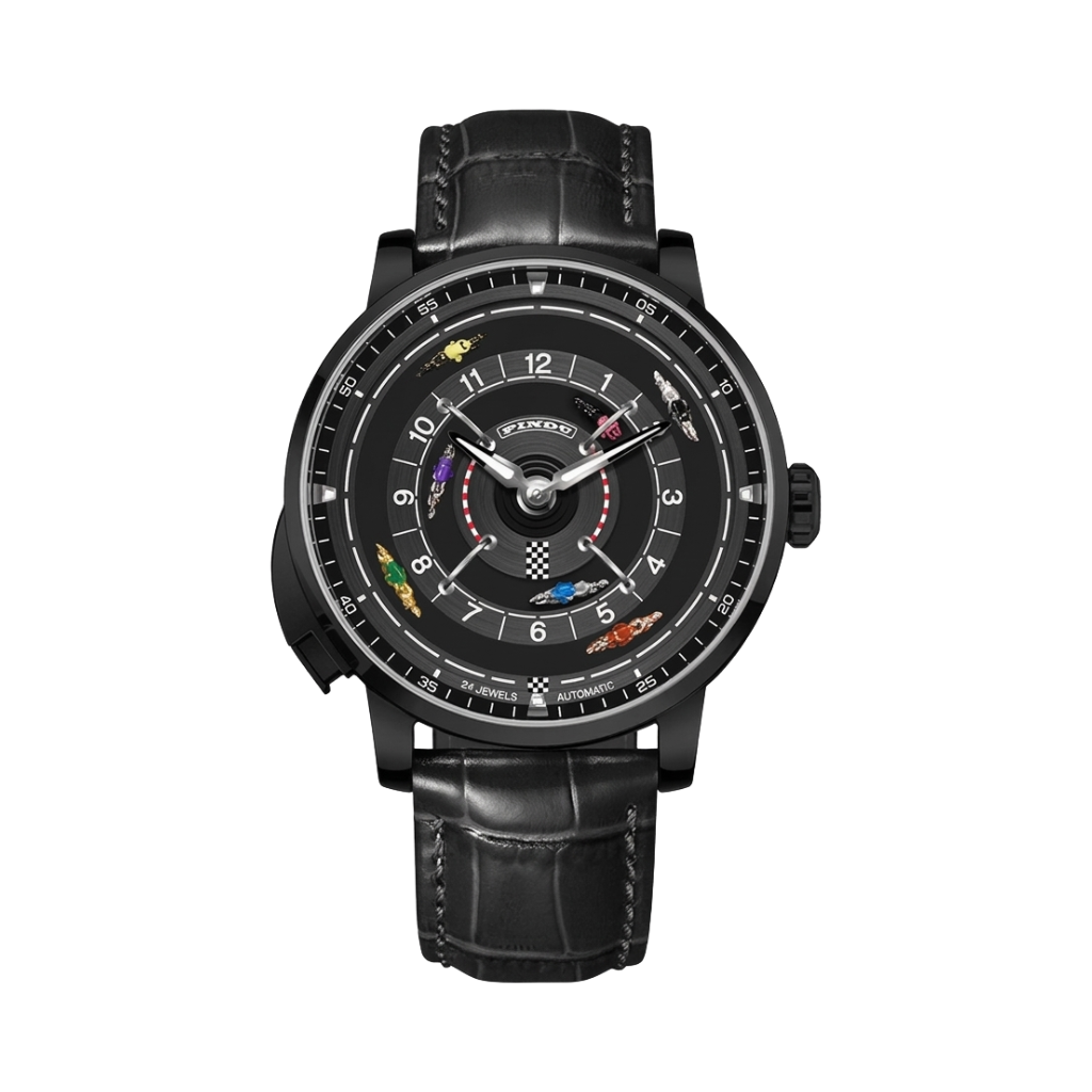 PINDU 6652 - black case black dial front view packshot