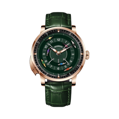PINDU 6652 - rose gold green dial front view packshot