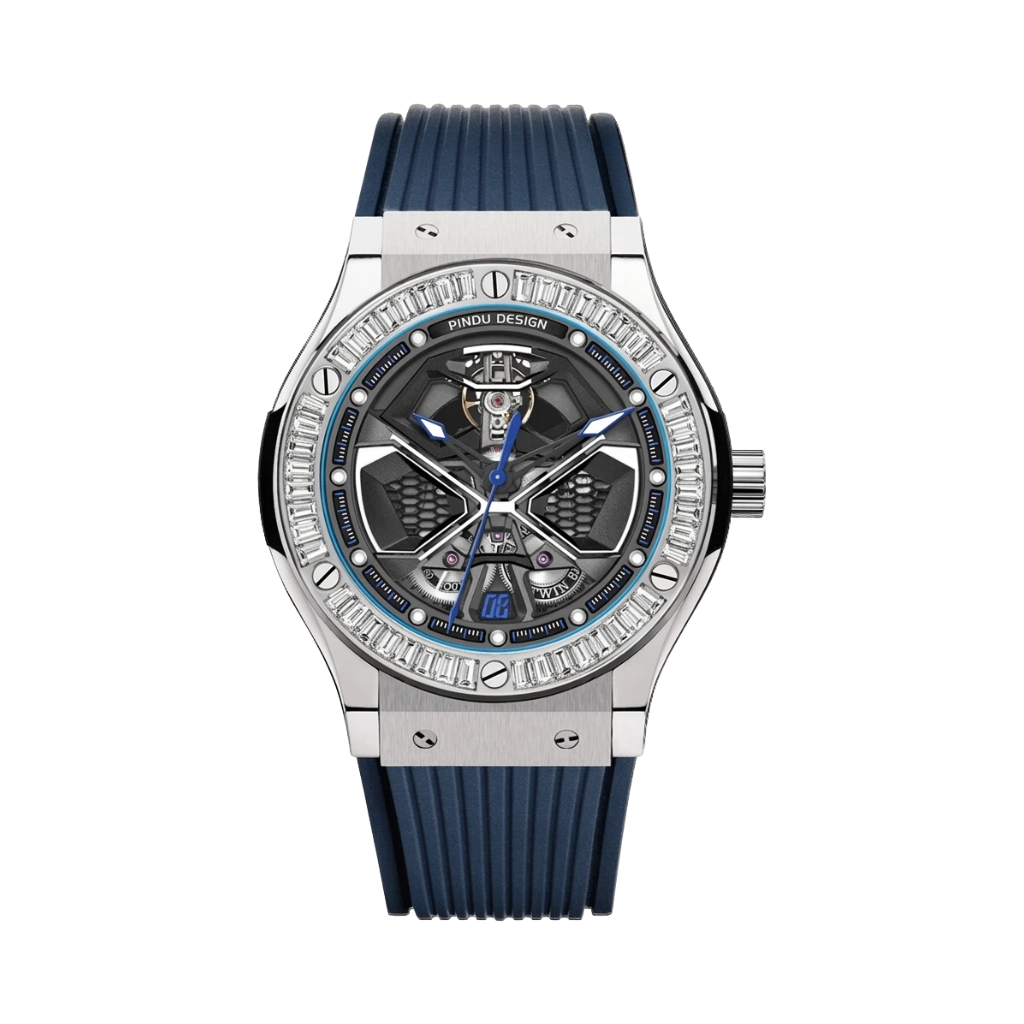 PINDU P6552 - crystal bezel blue strap front view packshot