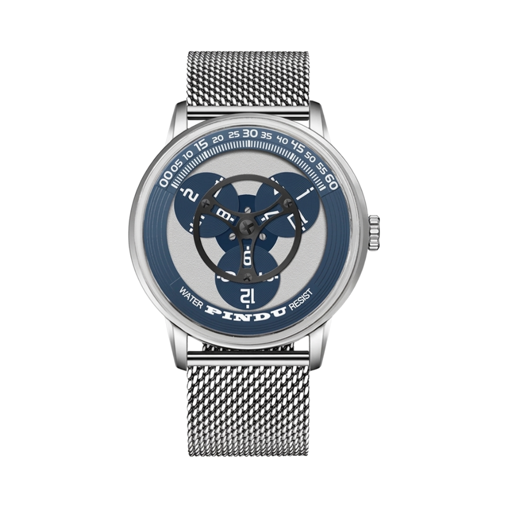 PINDU P6618 - blue dial mesh front view packshot