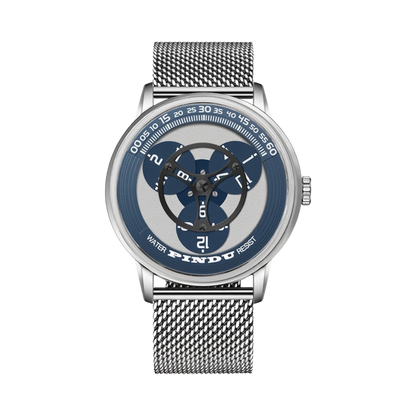 PINDU P6618 - blue dial mesh front view packshot