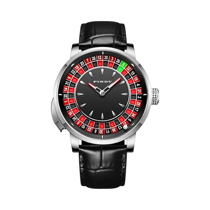 PINDU P6628 - silver case black dial front view packshot