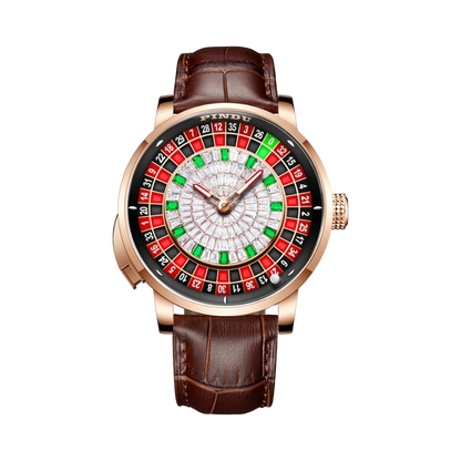 PINDU P6628 - white dial brown strap front view packshot