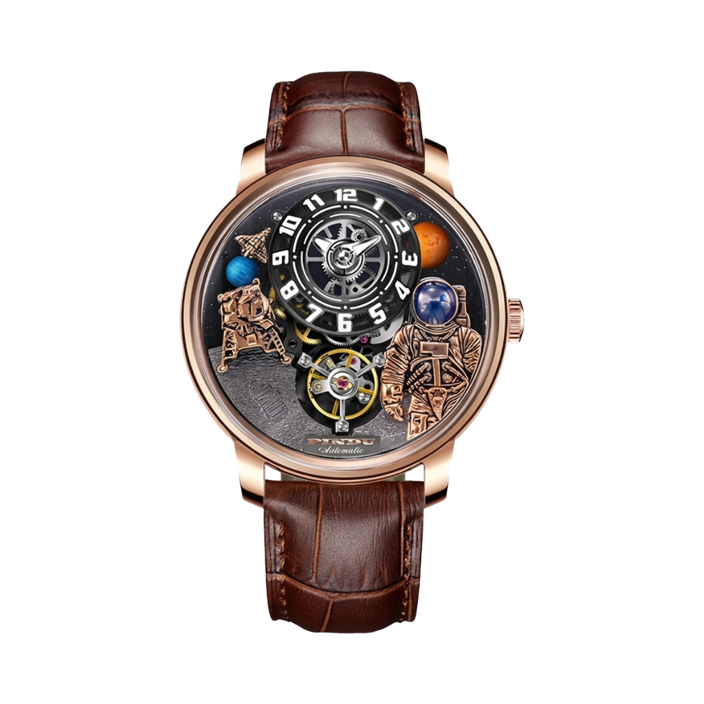 PINDU P6630 - rose gold brown strap front view packshot