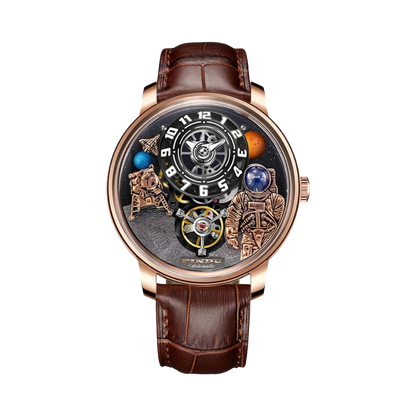 PINDU P6630 - rose gold brown strap front view packshot
