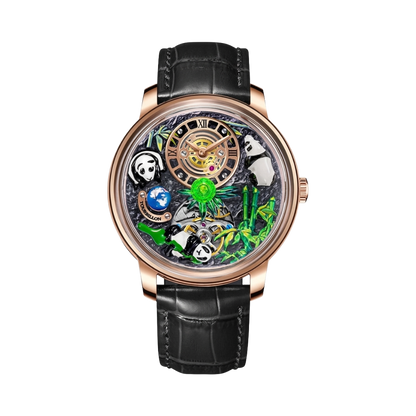 PINDU P6631 - rose gold black strap front view packshot