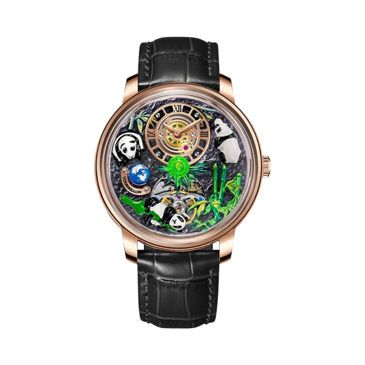 PINDU P6631 - rose gold black strap front view packshot