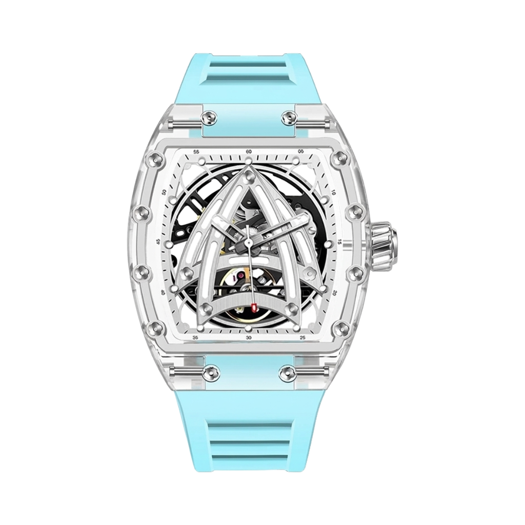 PINDU P6657 - Transparent Tonneau Skeleton Watch with Automatic Movement