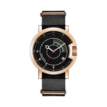 REEF TIGER RGA9035 - rose gold case black dial front view packshot