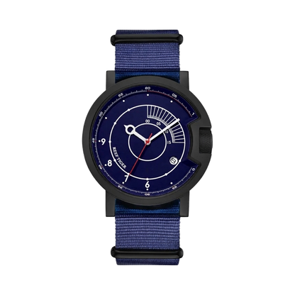 REEF TIGER RGA9035 - black case blue dial front view packshot