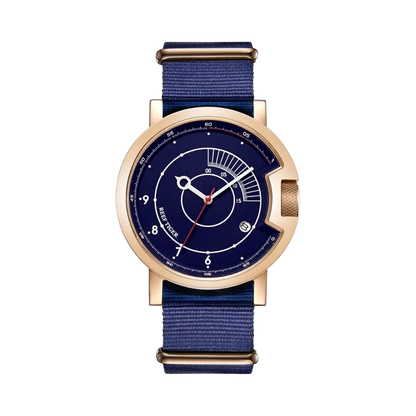 REEF TIGER RGA9035 - rose gold case blue dial front view packshot