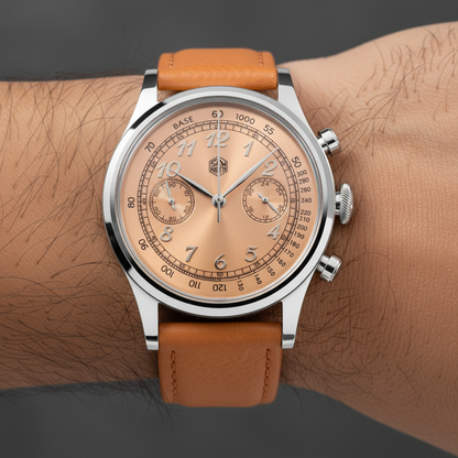San Martin SN0101-G-JS-1 - orange dial on wrist