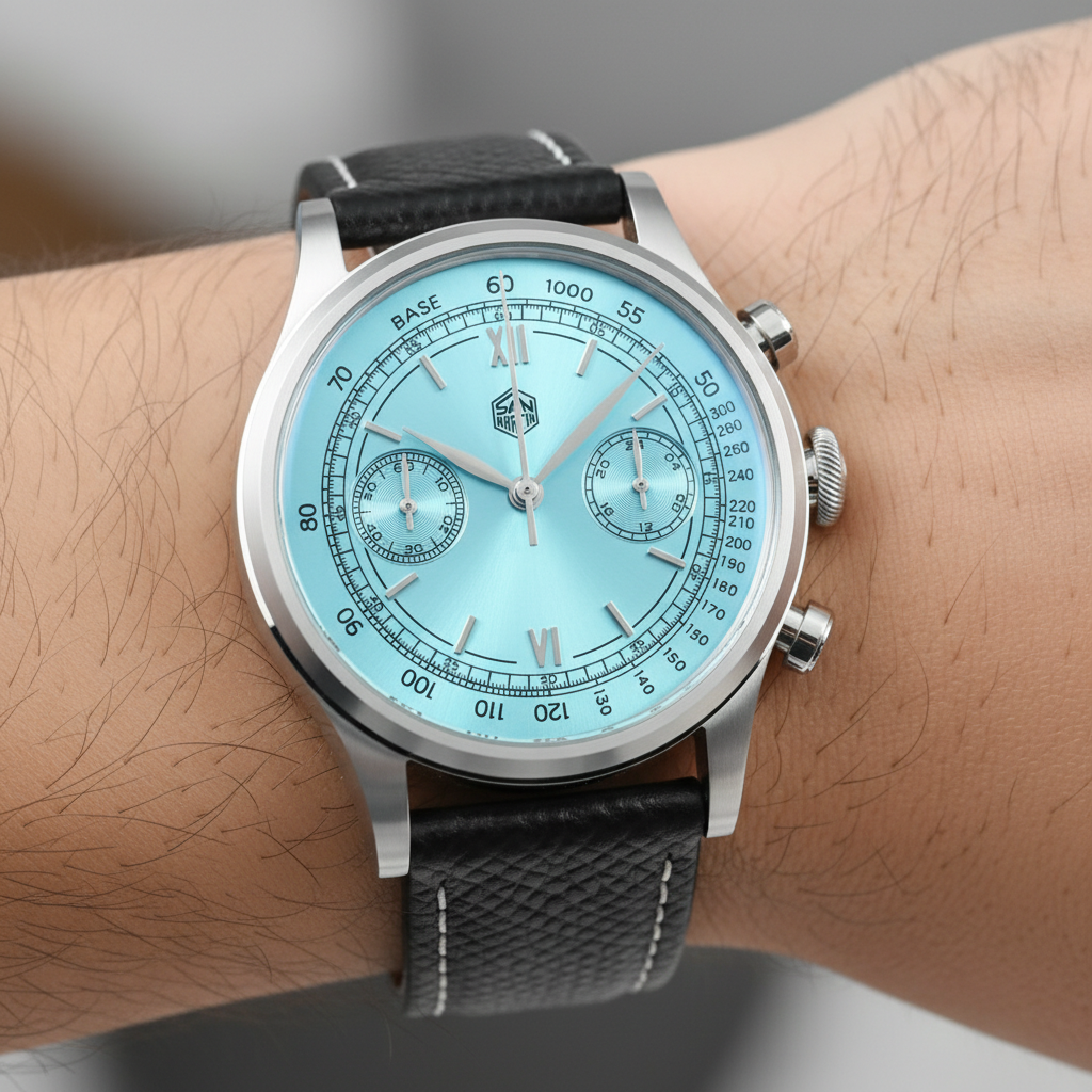 San Martin SN0101-G-JS-1 - watch on wrist, blue dial