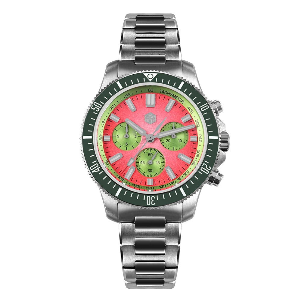 San Martin Watches Chronograph Diver 40mm men’s automatic watch with Peacock SL-4801 movement.