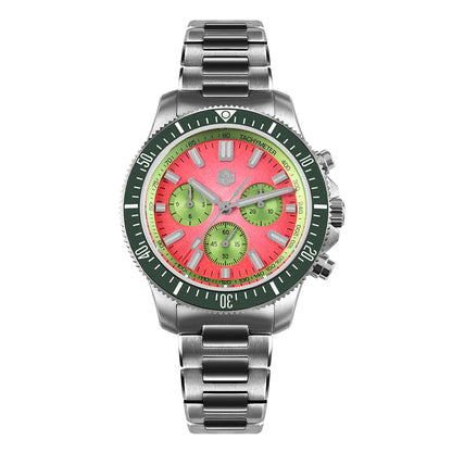 San Martin Watches Chronograph Diver 40mm men’s automatic watch with Peacock SL-4801 movement.