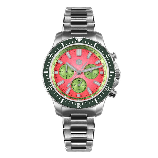 San Martin Watches Chronograph Diver 40mm men’s automatic watch with Peacock SL-4801 movement.