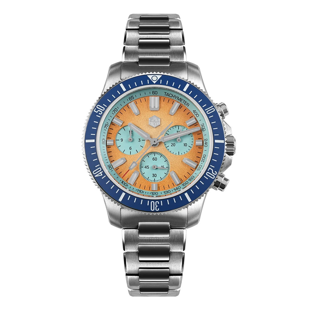 San Martin Chronograph Diver 40mm automatic chronograph worn on wrist.