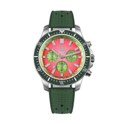 San Martin Chronograph Diver gradient dial with luminous markers on FKM rubber strap.